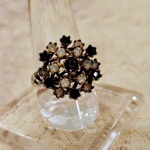 Vintage Gold Plate Gem Cluster Ring Size 7